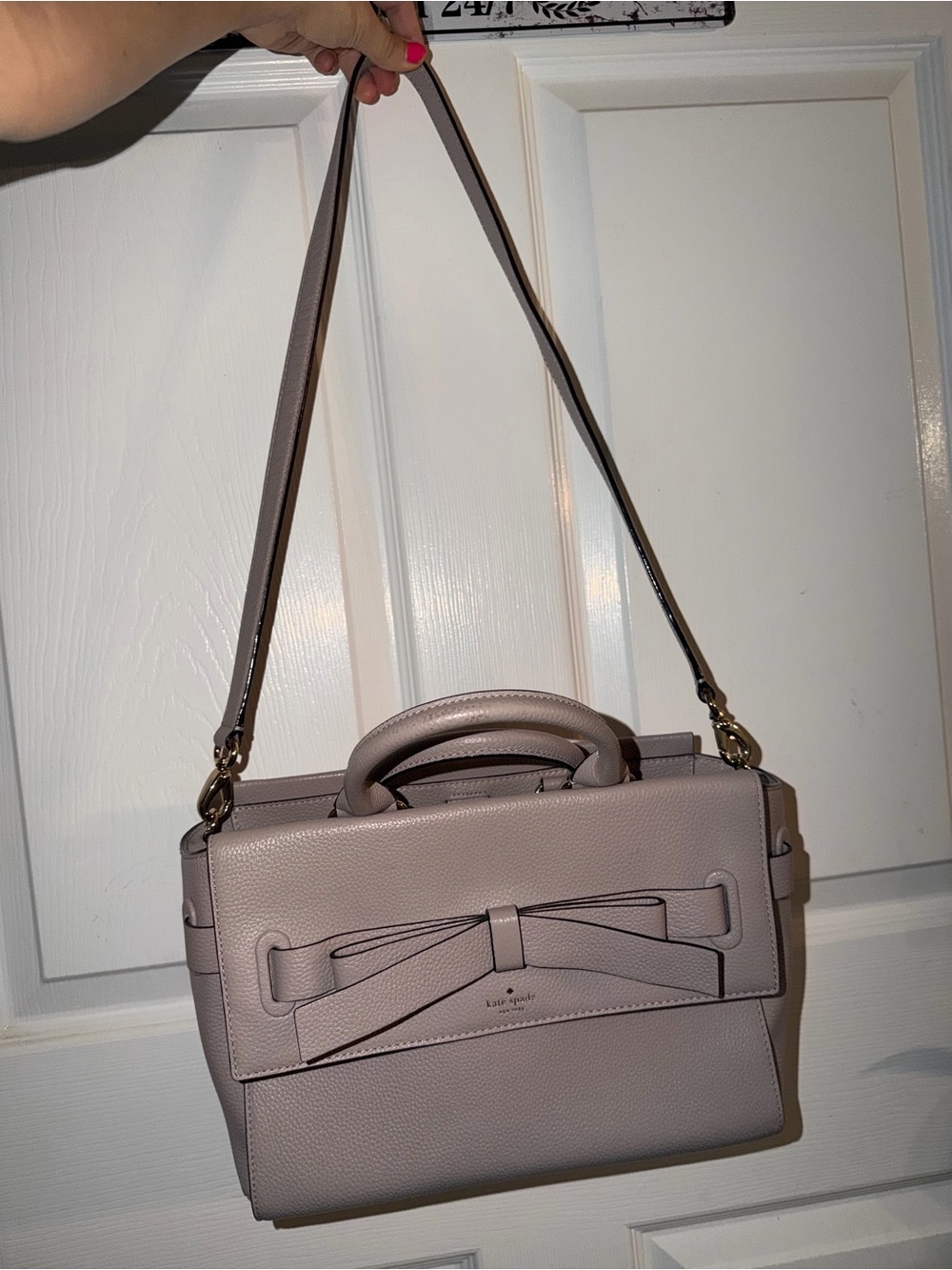 kate spade Pebbled Leather Satchel with Bow Detail - Dusty Mauve
